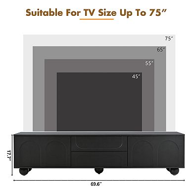 KWPZQEB Cream Style TV Stand with Arched Doors & 2 Drawers for TVs up to 75"