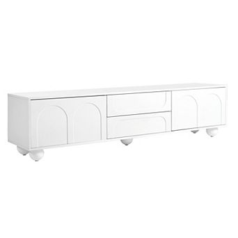 KWPZQEB Cream Style TV Stand with Arched Doors & 2 Drawers for TVs up to 75"