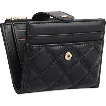 Small Wallets Women PU Leather Bifold RFID Blocking Card Holder With Zipper Coin Pocket