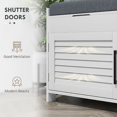 Entryway Shoe Bench with Hidden Storage & Cushion, Storage Bench for Hallway Living Room