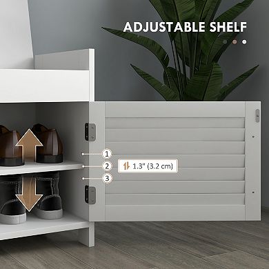 Entryway Shoe Bench with Hidden Storage & Cushion, Storage Bench for Hallway Living Room