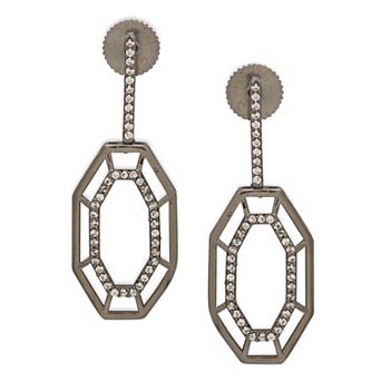 Versatile Black Rhodium Syra Earrings With Cubic Zirconia by Dhwani Bansal