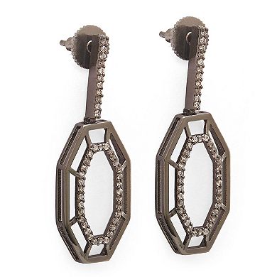 Versatile Black Rhodium Syra Earrings With Cubic Zirconia by Dhwani Bansal
