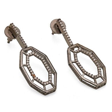 Versatile Black Rhodium Syra Earrings With Cubic Zirconia by Dhwani Bansal