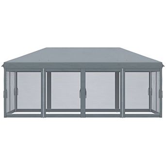 Pop-Up Gazebo with Mosquito Netting, Outdoor Patio Canopy with Carrying Bag - Grey