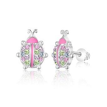 Girls Ladybug Earrings - Hypoallergenic Kids Earrings with Surgical Titanium Screwbacks