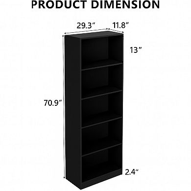 KWPZQEB Modern Display Shelf & Bookcase, 5-Tier Tall Bookshelf for Living Room