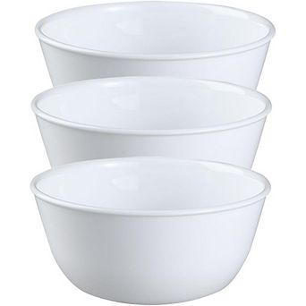 Zoulao Set of 3 Winter Frost Glass Bowls, 28 oz, Chip-Resistant, Microwave & Dishwasher Safe.