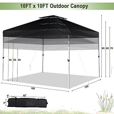10x10 Pop Up Canopy Tent with Wheeled Carry Bag and Adjustable Height