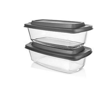 Zoulao Set of 2 Glass Loaf Pans with Lids, 1.9-qt Airtight, Microwave & Oven Safe.