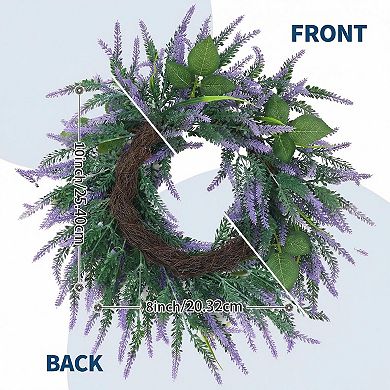 Lavender Wreaths for Front Door 20" Spring Artificial Farmhouse Decor for Wedding Party Wall