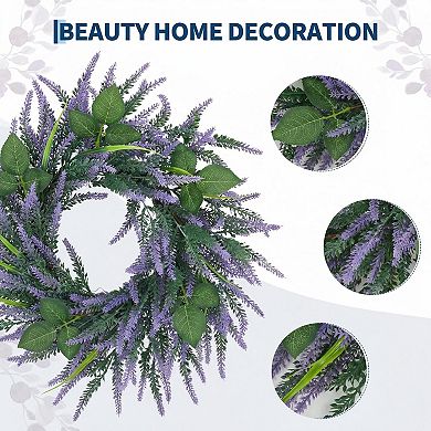 Lavender Wreaths for Front Door 20" Spring Artificial Farmhouse Decor for Wedding Party Wall