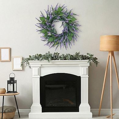 Lavender Wreaths for Front Door 20" Spring Artificial Farmhouse Decor for Wedding Party Wall