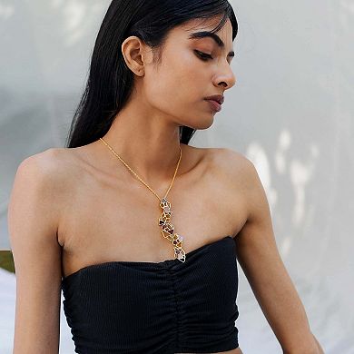 Adjustable Gold-plated and Purple Enamel Gaia Necklace by Dhwani Bansal