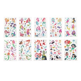 Realistic Mermaid Temporary Tatto Blue Purple 10 pc