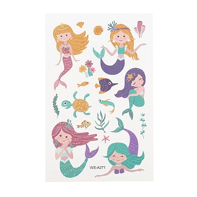 Realistic Mermaid Temporary Tatto Blue Purple 10 Pcs