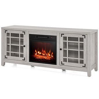 58 in TV Stand with Electric Fireplace for TVs up to 65 in Entertainment Center with Storage
