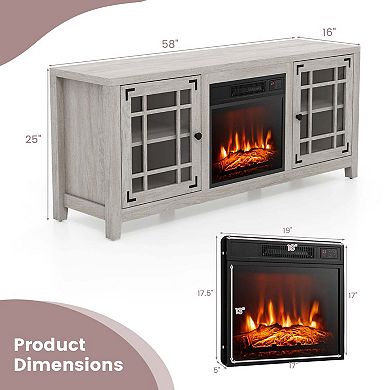 58 in TV Stand with Electric Fireplace for TVs up to 65 in Entertainment Center with Storage