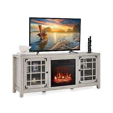 58 in TV Stand with Electric Fireplace for TVs up to 65 in Entertainment Center with Storage