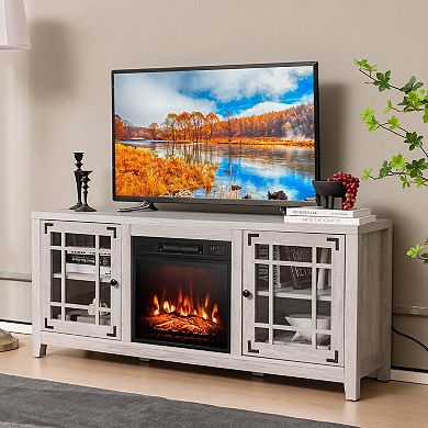58 in TV Stand with Electric Fireplace for TVs up to 65 in Entertainment Center with Storage