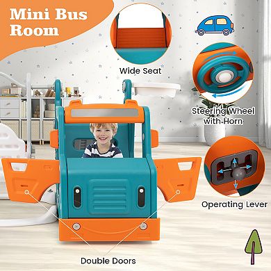 5 In 1 Toddler Indoor Playset With Slide Swing Tunnel And Bus