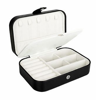 Travel Jewelry Organizer Case PU Leather Mini Box 1 pc 6.3x4.3x2.2 in for Women