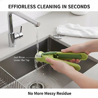 Garlic Press with Trigger Wiper Cleaning Tool, Green Easy-Clean Mincer