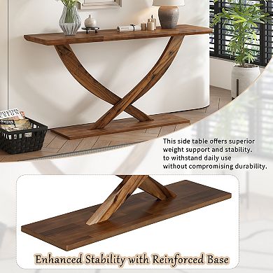 KWPZQEB Rustic Cross-Leg Design Console Table for Living Room, Entryway, Hallway