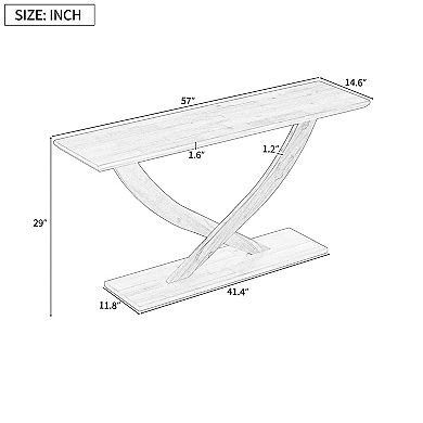 KWPZQEB Rustic Cross-Leg Design Console Table for Living Room, Entryway, Hallway