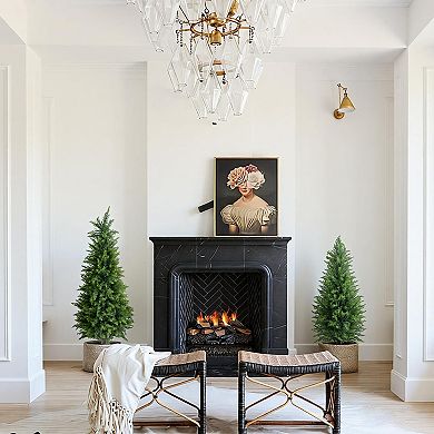 4FT artificial cedar topiaries (2-pack), UV-protected potted evergreens for porch, garden, office.