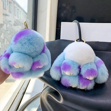 Cute Plush Bunny Keyring Faux Fur Pompom Keychain