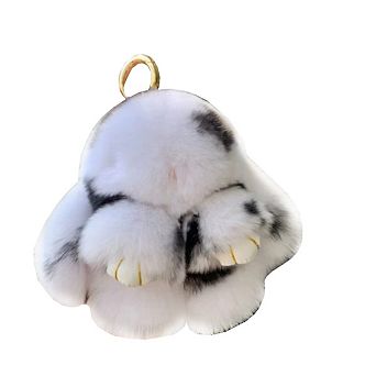 Cute Plush Bunny Keyring Faux Fur Pompom Keychain