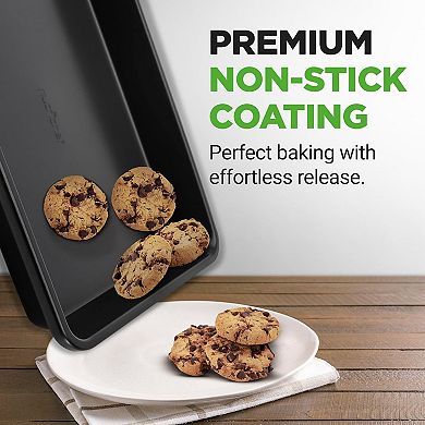 NutriChef 2-Piece Nonstick Carbon Steel Cookie Sheet Baking Trays