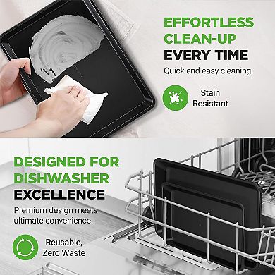 NutriChef 2-Piece Nonstick Carbon Steel Cookie Sheet Baking Trays