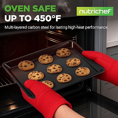 NutriChef 2-Piece Nonstick Carbon Steel Cookie Sheet Baking Trays