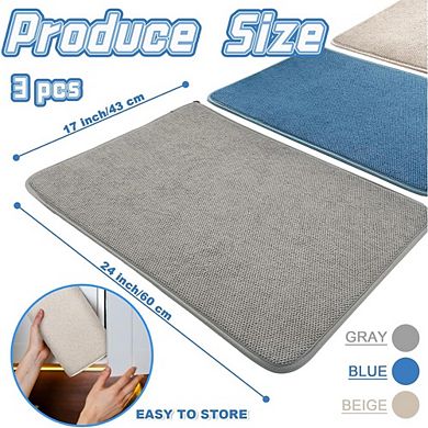 Zoulao Dish Drying Mats, 24x17", Absorbent Microfiber, Set of 3 Colors.