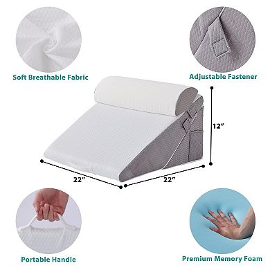 Adjustable 10-in-1 Bed Wedge Pillow Set: Multi-Functional for Sleep, Reading, Post-Surgery, Acid Ref