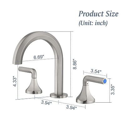 8 in. Widespread Double Handle Bathroom Faucet with Quick Connect Hose, Water Supply Hose