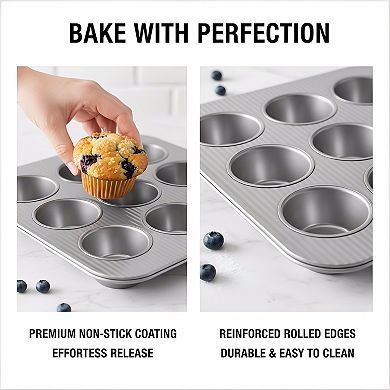 12-Well Muffin Pan, Aluminized Steel Nonstick Baking Tray