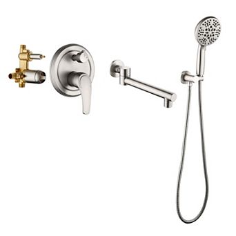 Single Handle 7 Spray Tub and Shower Faucet with Handheld Shower Head, Valve Included