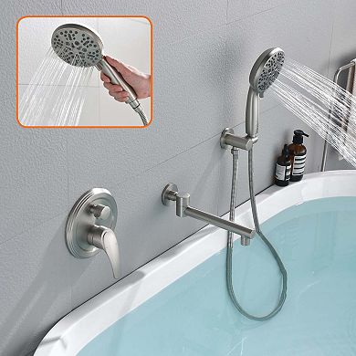 Single Handle 7 Spray Tub and Shower Faucet with Handheld Shower Head, Valve Included