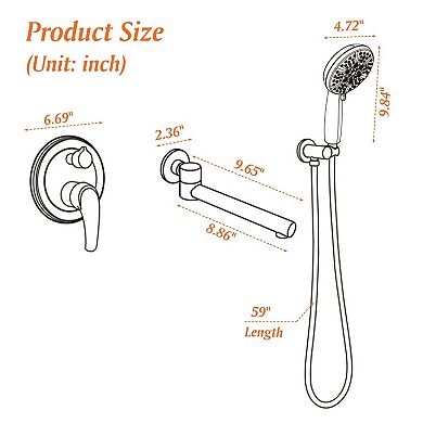 Single Handle 7 Spray Tub and Shower Faucet with Handheld Shower Head, Valve Included