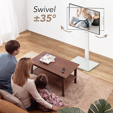 Adjustable Height & Swivel Floor TV Stand for 27-65" TVs: Space-saving, Corner-friendly, White