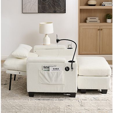 KWPZQEB Adjustable Backrest Single Sofa Recliner with Storage Ottoman & Phone Stand