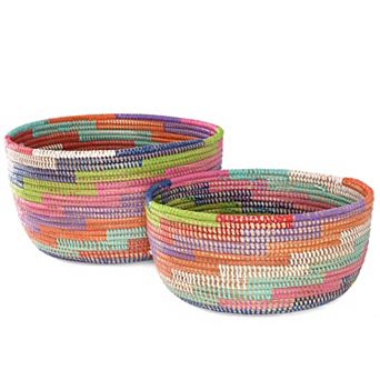 Set of Two Colorful Stairwell Nesting Baskets