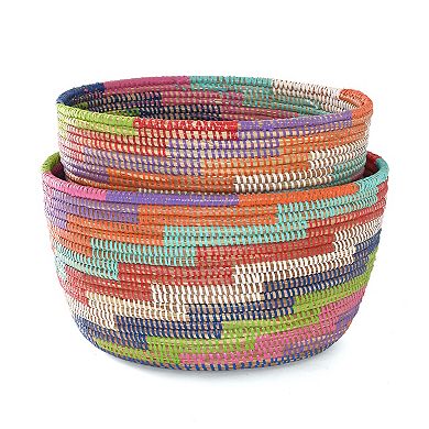 Set of Two Colorful Stairwell Nesting Baskets