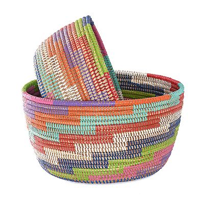 Set of Two Colorful Stairwell Nesting Baskets