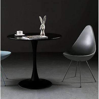 Round Dining Table for Kitchen or Dining Area, 31.5-Inch Small Space Table - Black