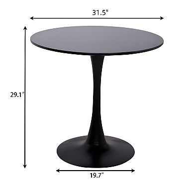 Round Dining Table for Kitchen or Dining Area, 31.5-Inch Small Space Table - Black