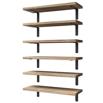 Rustic Wood Floating Shelves 6 Pack